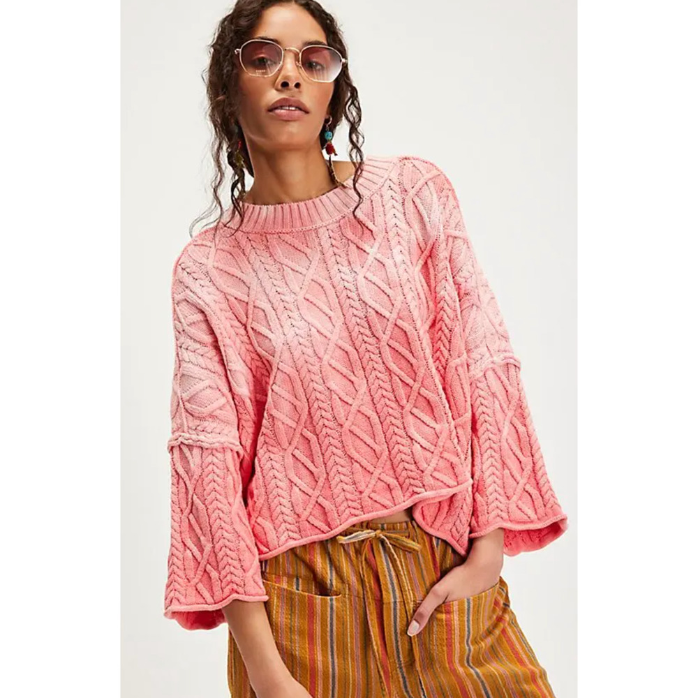 NEW FREE PEOPLE PINK WASHED ASHORE SWEATER SZ XS - Picture 5 of 8